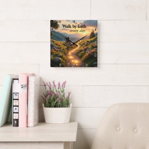 Relógio Quadrado Ande de fé todos os dias