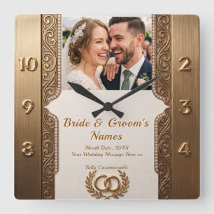 Relógio Quadrado Anéis de presente de casamento de luxo personaliza
