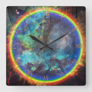 Relógio Quadrado Anel de fogo no espaço