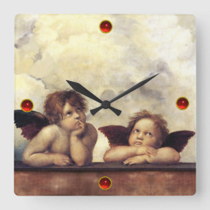 Relógio Quadrado ANGELS/Cherubs alados, Nuvens Raffaello Sanzio