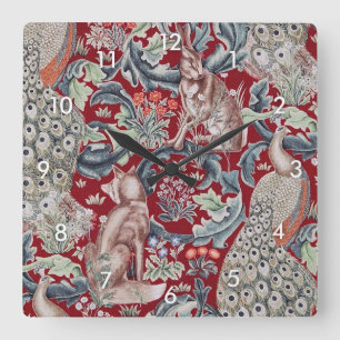 Relógio Quadrado Animais da Floresta, William Morris