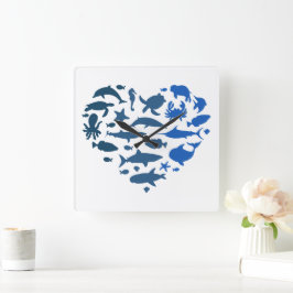 Relógio Quadrado Animais do coração