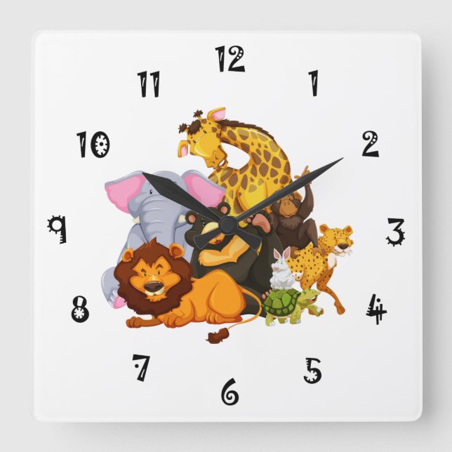 Relógio Quadrado Animal Collection Wall Clock (Frente)