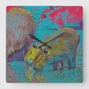 Relógio Quadrado AnimalMix_Capybara_005