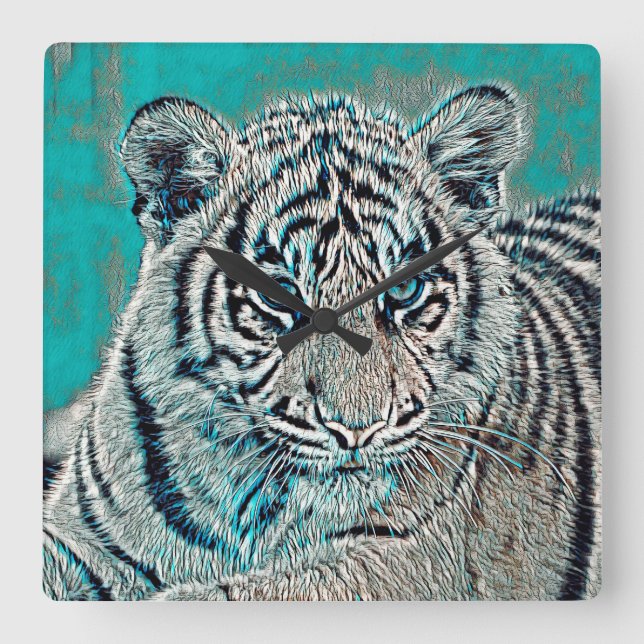 Relógio Quadrado AnimalMix_Tiger_046 (Frente)
