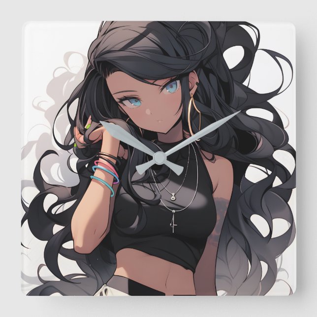 Relógio Quadrado Anime girl #3 (Frente)