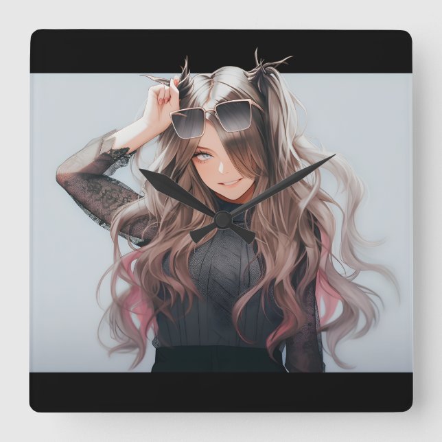 Relógio Quadrado Anime girl #4 (Frente)