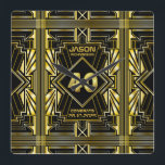 Relógio Quadrado aniversário de 40 anos Art Deco Dourado Excelente<br><div class="desc">Celebre seu aniversário de marco em estilo com este design único ao estilo Art Deco, inspirado no Excelente Gatsby, com formas geométricas em ouro brilhante sobre fundo preto. Um elegante, elegante, neutro em termos de gênero parece perfeito para comemorar aquele aniversário especial com o gosto infuso de jazz dos anos...</div>
