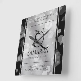 Relógio Quadrado Aniversário de Casamento de 10 Tin do Elegante