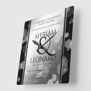 Relógio Quadrado Aniversário de Casamento do Platinum 70 Elegante