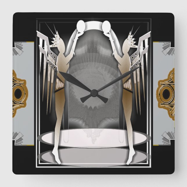 Relógio Quadrado anjos deco (Frente)