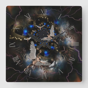Relógio Quadrado Anjos em túnel de almas