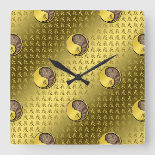 Relógio Quadrado Ano do Dragão da Terra