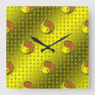 Relógio Quadrado Ano do Macaco de Madeira