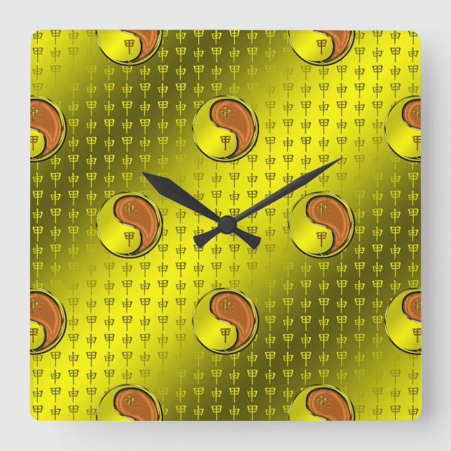 Relógio Quadrado Ano do Macaco de Madeira (Frente)