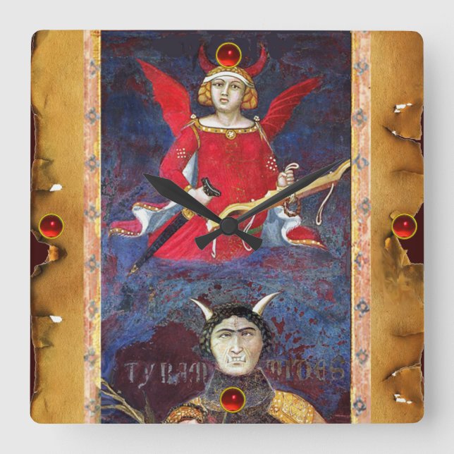 RELÓGIO QUADRADO ANTECIPADAMENTE RENAISSÂNCIA TAROTS 15/O DIABO (Frente)