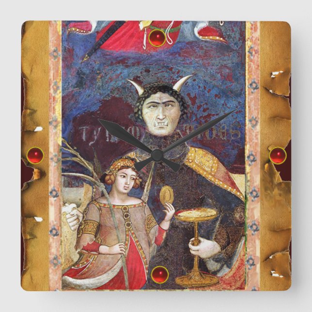 RELÓGIO QUADRADO ANTECIPADAMENTE RENAISSÂNCIA TAROTS 15/O DIABO (Frente)