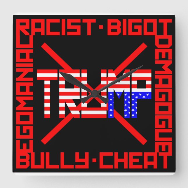 Relógio Quadrado Anti Trump (Frente)