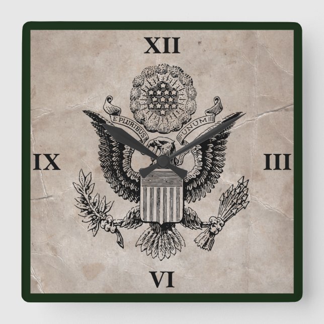 Relógio Quadrado Antigo Casaco de Armamento Americano Moçado (Frente)