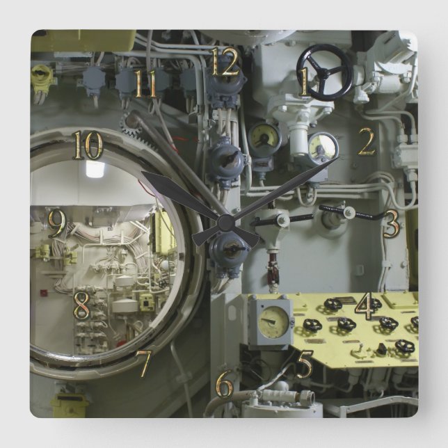Relógio Quadrado antigo submarino retro (Frente)
