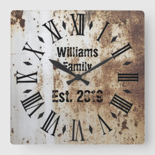 Relógio Quadrado Antiguidade afligida do vintage chique rústico