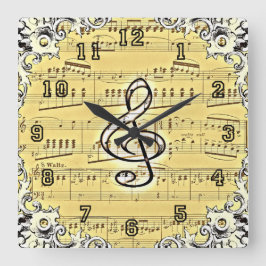 Relógio Quadrado Antiquado Design de Limpeza Vintage de Treble de M