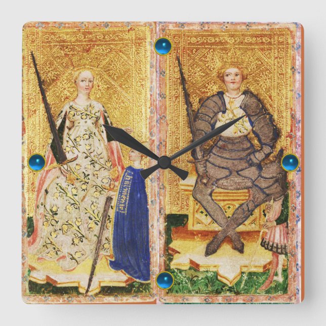 RELÓGIO QUADRADO ANTIQUANTO RENAISSÂNCIA TAROT/KING E RAINHA DE ESP (Frente)