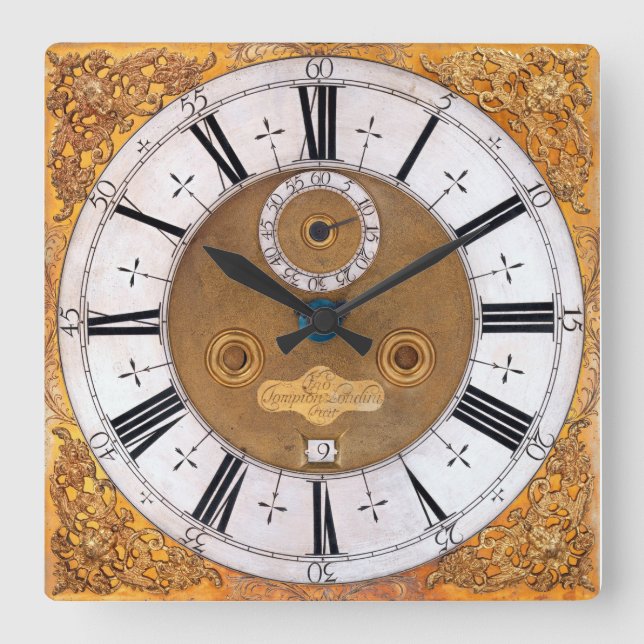 Relógio Quadrado Antique 1700 Impressão Tompion Tompion (Frente)
