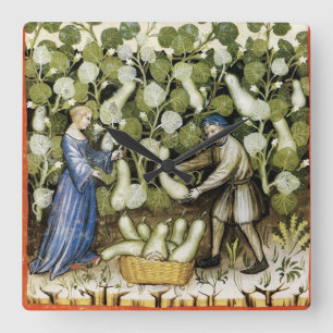 Relógio Quadrado ANTIQUE SQUASH HARVEST Esquadra Pintura Medieval