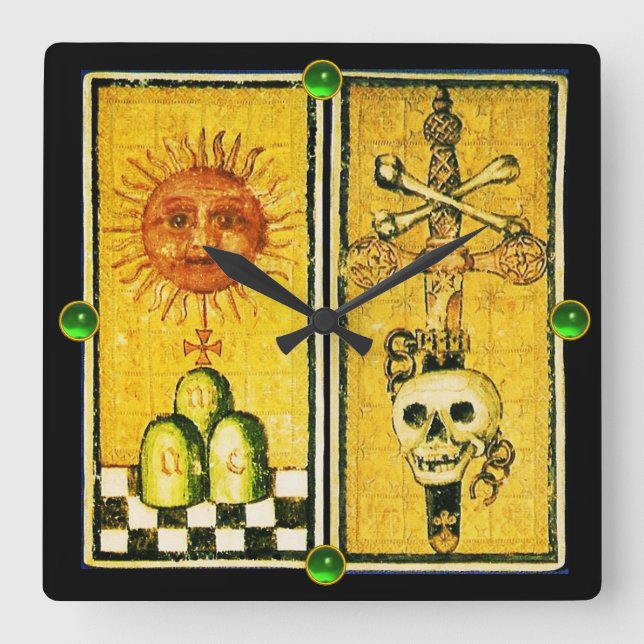 RELÓGIO QUADRADO ANTÍQUENOS ALVOS DE RENASCIMENTO/O SOL, ACE DE ESP (Frente)