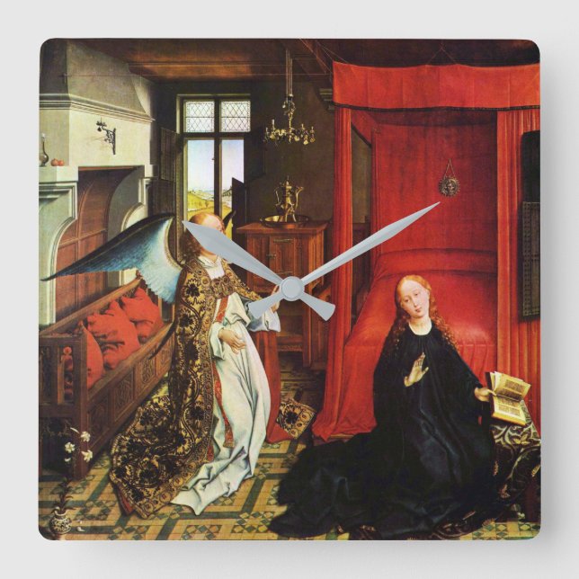 Relógio Quadrado ANUNCIAÇÃO ANGEL Arcanel Gabriel e Virgin (Frente)