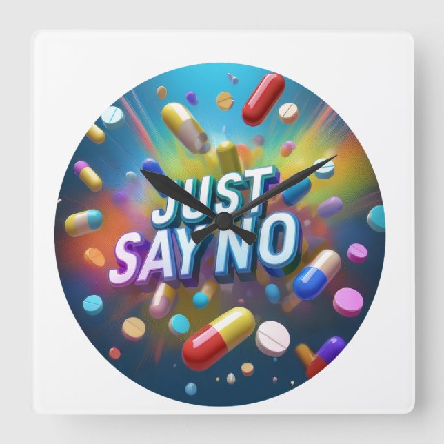 Relógio Quadrado Apenas Diga Não A Drogas (Frente)
