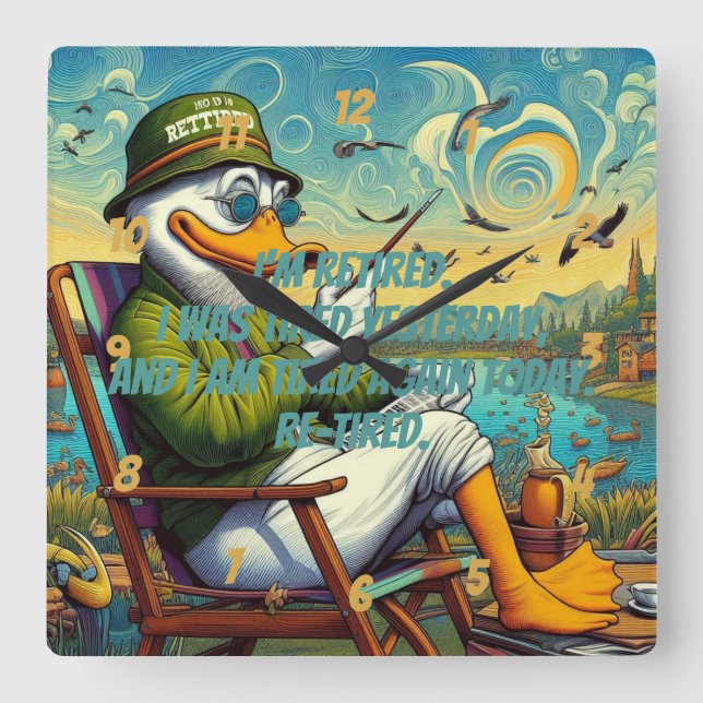 Relógio Quadrado Aposentado e reaxado (Frente)