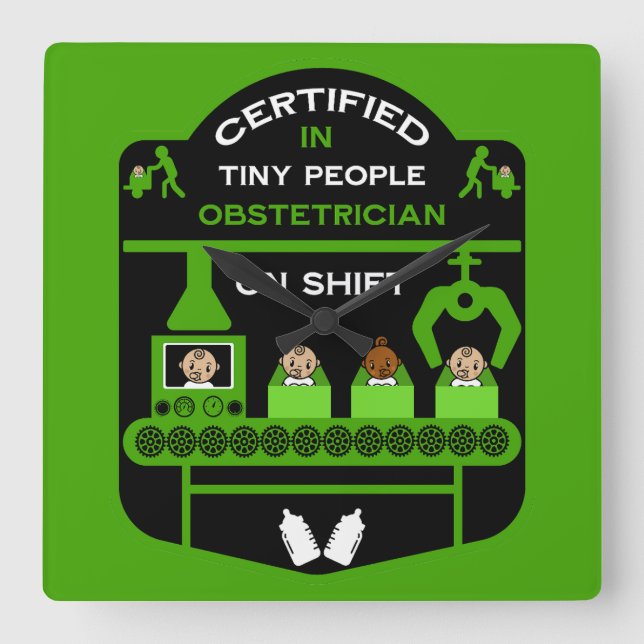 Relógio Quadrado Apreciação Obstetrícia E presente de agradecimento (Frente)