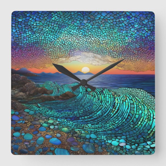 Relógio Quadrado Aqua Mirage (Frente)