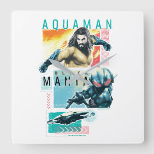 Relógio Quadrado Aquaman   Aquaman modernista & gráfico preto do