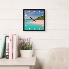 Relógio Quadrado Aquamarine Ocean Tropical Beach Scenic