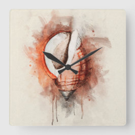 Relógio Quadrado Aquarela Tropical Costeira do Mar de Praia Tropica