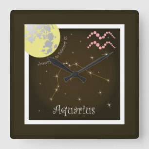 Relógio Quadrado Aquarius January 21 to February 18 Uhr