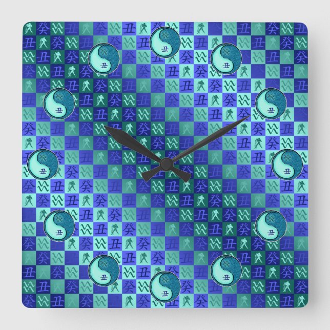 Relógio Quadrado Aquarius & Water Ox (Frente)