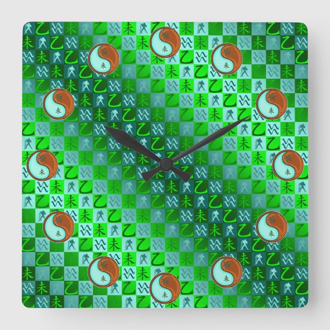 Relógio Quadrado Aquarius & Wood Goat (Frente)