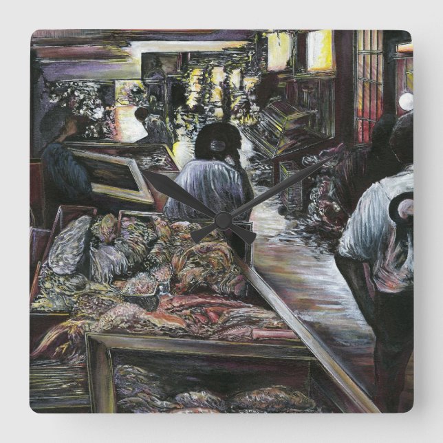 Relógio Quadrado Aquático, ainda beijado com o Vento do Deserto, Je (Frente)