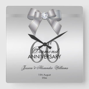 Relógio Quadrado Arco fino da gema & aniversário de casamento da