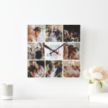 Relógio Quadrado Arco-Íris 'AME VOCÊ PAI' Fotografia Colagem Keepsa<br><div class="desc">Crie seu próprio presente de Dia de os pais especial com este simples relógio de parede de colagem de imagens. Apresentando 8 fotografias quadradas com a tipografia moderna do arco-íris 'AMA VOCÊ PAI' e personalize com o ano.</div>