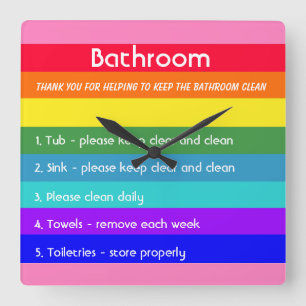 Relógio Quadrado Arco-íris Negrito Stripes