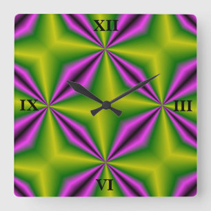 Relógio Quadrado Arco-íris verde-roxo