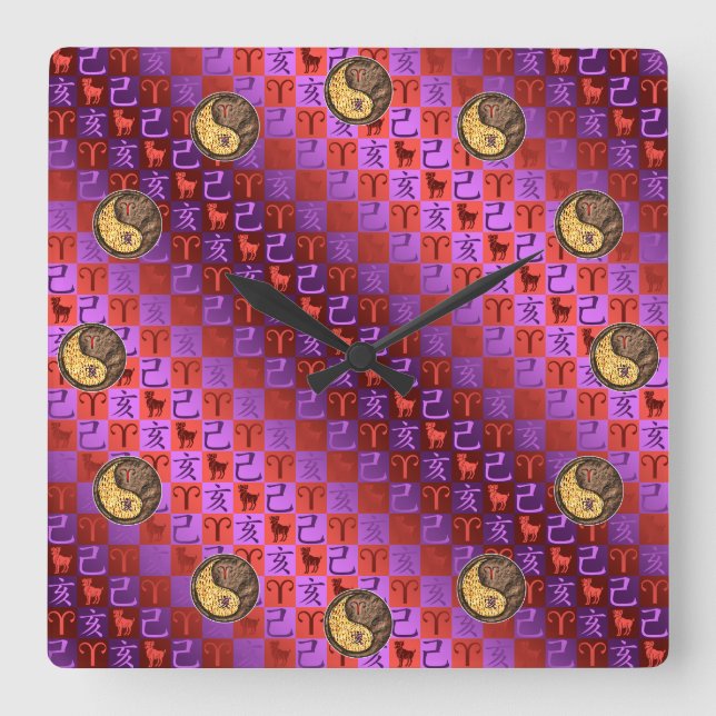 Relógio Quadrado Aries & Earth Boar (Frente)