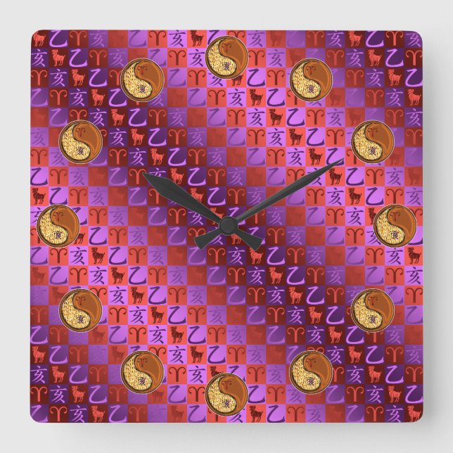 Relógio Quadrado Aries & Wood Boar  (Frente)