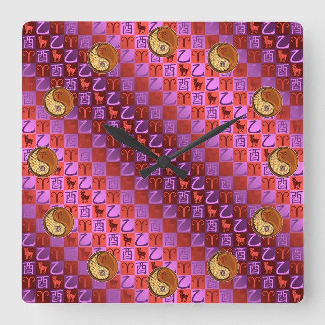 Relógio Quadrado Aries & Wood Rooster (Frente)