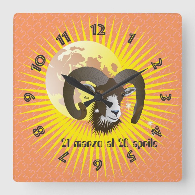 Relógio Quadrado Ariete 21 al marzo 20 Orologio Aprile (Frente)